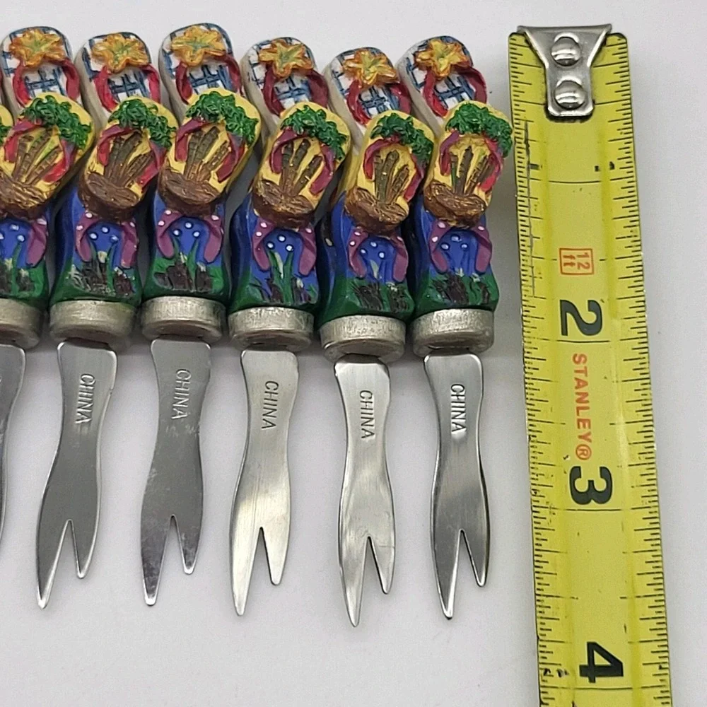 Appetizer Forks Novelty Flip Flops, Palm Trees & Fish Summer Cocktail Set Of 8